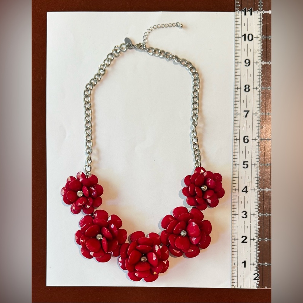 Chunky Red Floral Necklace